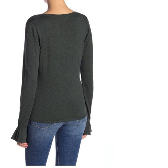 14th & Union Scoop Neck Ruffle Cuff Sweater - Picture 2 of 4